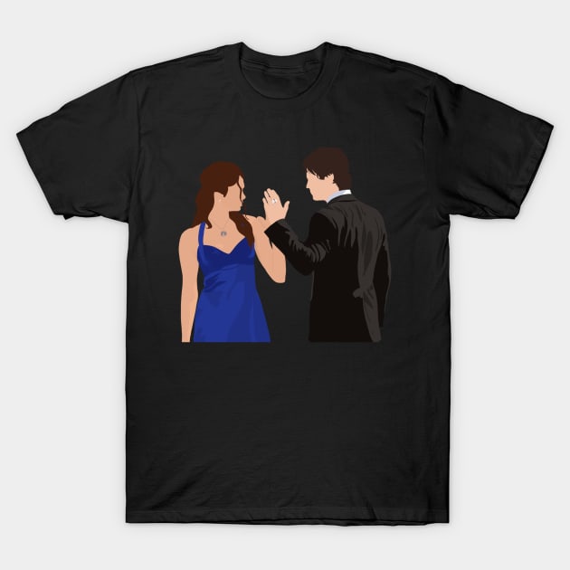 Damon and Elena  Sticker T-Shirt by irelandefelder